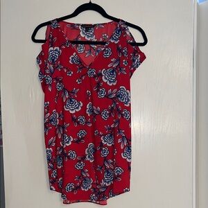 Express Red Floral Blouse